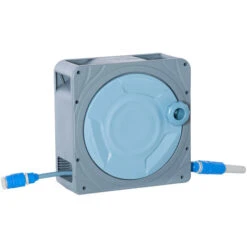 Outsunny Schlauchtrommel Mit 10,2 Schlauch Und Handkurbel, Grau, 31,5 Cm X 13 Cm X 31 Cm