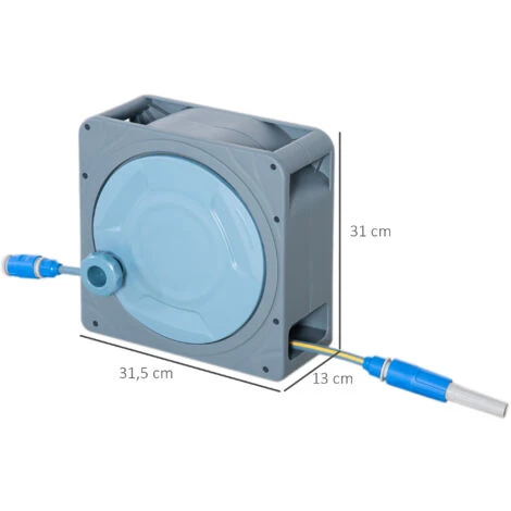 Outsunny Schlauchtrommel Mit 10,2 Schlauch Und Handkurbel, Grau, 31,5 Cm X 13 Cm X 31 Cm – Bild 3