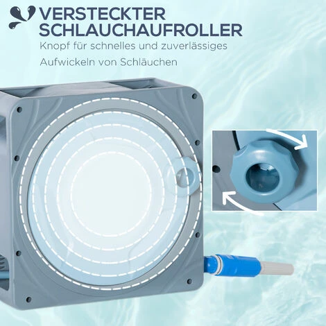 Outsunny Schlauchtrommel Mit 10,2 Schlauch Und Handkurbel, Grau, 31,5 Cm X 13 Cm X 31 Cm – Bild 5