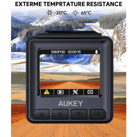 AUKEY DRA5 Mini-Dashcam, Dashcam Mit 1080p Full HD, LCD-Display Mit 1,5 Zoll, Autokamera Mit 170°-Weitwinkelobjektiv, Schwarz – Bild 2