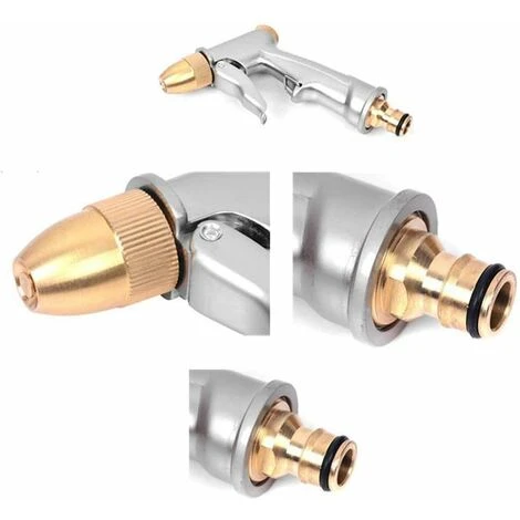 MINKUROW 1 Stück Gartenschlauchdüse Robuste Metallschlauchspritze Wasserpistole Einstellbare Multifunktionsdüse Für Die Bewässerung Von Pflanzen Autowäsche Und Hundedusche – Bild 3