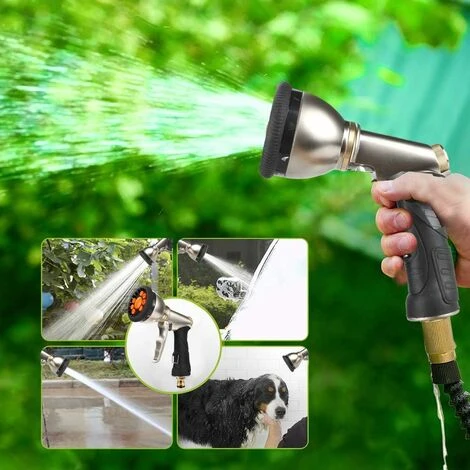 Metall-Bewässerungspistole, 9 Einstellbare Muster, Hochleistungs-Hochdruck-Sprühdüse, Perfekt Für Die Autoreinigung, Rasen- Und Gartenbewässerung – Bild 3