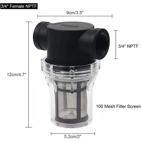 1/2 Rohrleitungsfilter Für Wasserpumpe Mit 100 Mesh Edelstahlfilter – Bild 3