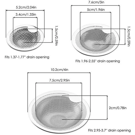 Abflusssieb Edelstahl, 2 Stück Klein Abflusssiebe, Ideal Für Für Küchen Waschbecken, Sieb Dusche, Badewanne, Erhältlich In DREI Größen – Bild 5