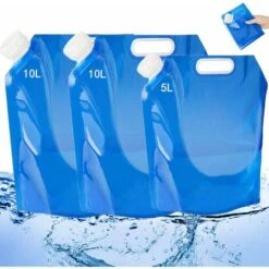 3 Stück Faltbarer Wassersack, 5L + 10L Trinkwasserbehälter, Camping, Faltbarer Camping Tankrucksack Picknick, Reisen, Grillen