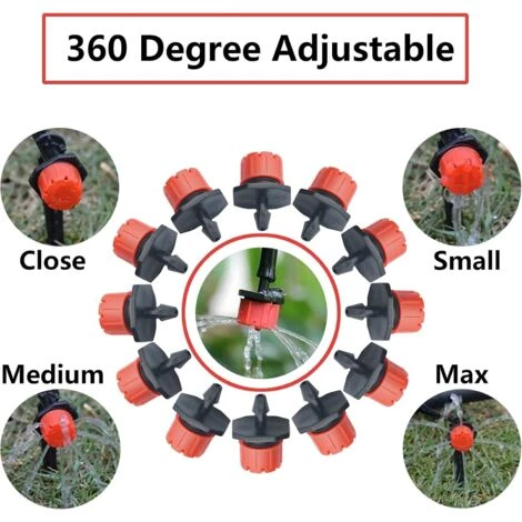 100 Stück 360-Grad-Tropfer Mit 8 Löchern Für 4/7-mm-Schläuche, Rot – Bild 2