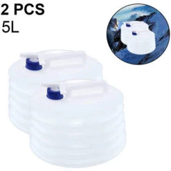 2 Stück 5 L Zusammenklappbarer Wasserbehälter Tragbar Mit Wasserhahn Für Camping