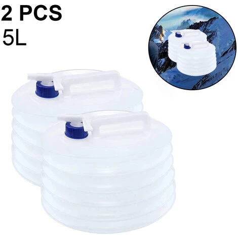 2 Stück 5 L Zusammenklappbarer Wasserbehälter Tragbar Mit Wasserhahn Für Camping
