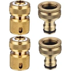 4 Stück Messing-Gartenschlaucharmaturen 1/2 Und 3/4 Hahn- Und Sprüharmaturen