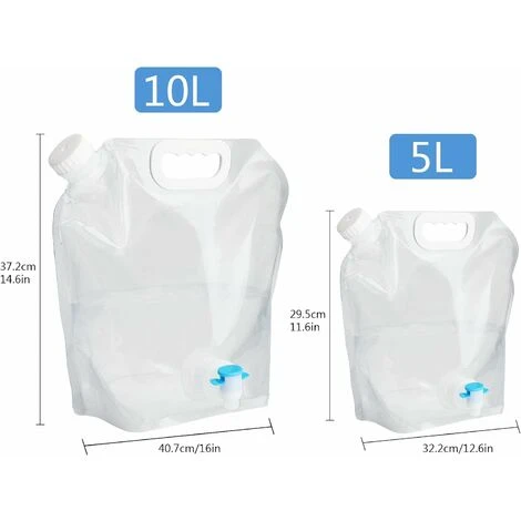 2 Stück Wasserreservoir Faltbare Wassertasche PE Wasserbehälter Faltbare Wasserspeichertasche Wasserblase 10L Trinkwasserkanister Mit Großem Fassungsvermögen 5L Auto Tragbare Trinktaschen Mit Wasserha – Bild 2