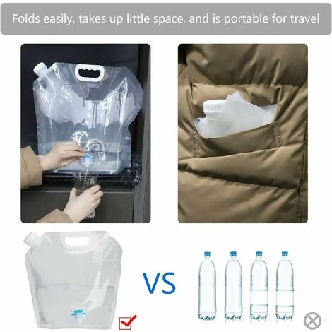 2 Stück Wasserreservoir Faltbare Wassertasche PE Wasserbehälter Faltbare Wasserspeichertasche Wasserblase 10L Trinkwasserkanister Mit Großem Fassungsvermögen 5L Auto Tragbare Trinktaschen Mit Wasserha – Bild 5