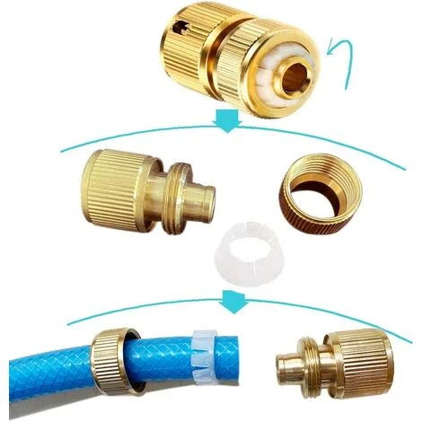 Gartenschlauchverbinder 4er Set Messing Wasserschlauchverbinder Messing Gartenschlauchverbinder 4er Set Messingschlauchverbinder 1/2 Und 3/4 Außengewinde – Bild 4