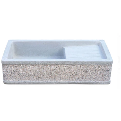 Außenwaschbecken Aus Gehämmertem Beton Cm 80x40x20h Cm Vite Grigio Modell – Bild 2