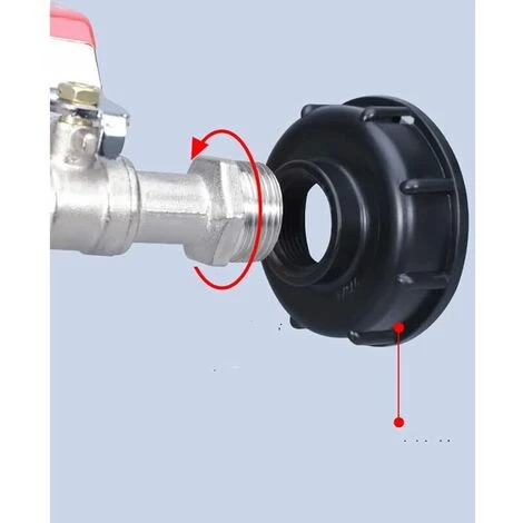 100 Tank Wasserhahn1000L Tank Wasserhahn Regenwasser Wasserhahn, 1/2" IBC Wassertank Adapter Dual Regenwasser Wasserhahn, Legierung Material Wasserhahn Aus PP Grobgewinde 60mm0L – Bild 3