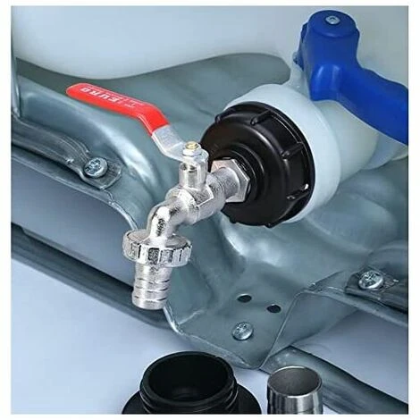 100 Tank Wasserhahn1000L Tank Wasserhahn Regenwasser Wasserhahn, 1/2" IBC Wassertank Adapter Dual Regenwasser Wasserhahn, Legierung Material Wasserhahn Aus PP Grobgewinde 60mm0L – Bild 4