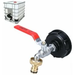 IBC Tank Wasserhahn 1000L Wasserhahn Zum Sammeln Von Regenwasser, IBC Tank Adapter 1/2" Dual Regenwasser Wasserhahn Zum Sammeln, Pp Messing Wasserhahn 60 Mm (3/4) Grobgewinde