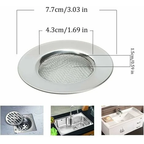 2 Stück Küchenspülensieb, Edelstahl-Spülensieb, Edelstahl-Abflusssieb, Küchenspülensieb, Für Küchenspüle, Badezimmer, Waschbecken, Wannen – Bild 3