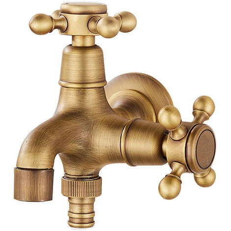 Antiker Wasserhahn Im Europäischen Stil Mit Doppeltem Zweck, Mopp, Pool-Wasserhahn, Badezimmer, Wandmontage, Outdoor-Garten, Vintage-Messing-Wasserhahn