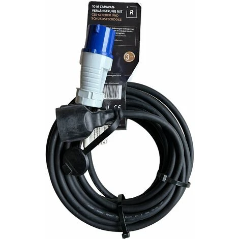 ROWI 10m Caravan Verlängerung CEE Stecker Auf Schuko-Kupplung, Spritzwassergeschützt – Bild 5