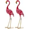 GOPLUS Flamingo-Gartenstatuen, 2er Set Gartenskulpturen Aus Metall, 89cm Hoch Gartendeko Für Zuhause & Terrasse (Flamingo)