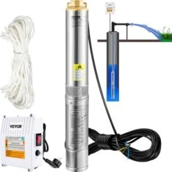 VEVOR 4" Tiefbrunnenpumpe 1100W Brunnenpumpe 190L/min Tauchpumpe Max. Förderhöhe 57m Rohrpumpe 230V 50Hz Sandpumpe IP68 Wasserpumpe 0-40℃ Pumpe Ideal Zur Bewässerung Wasser-Versorgung Entwässerung