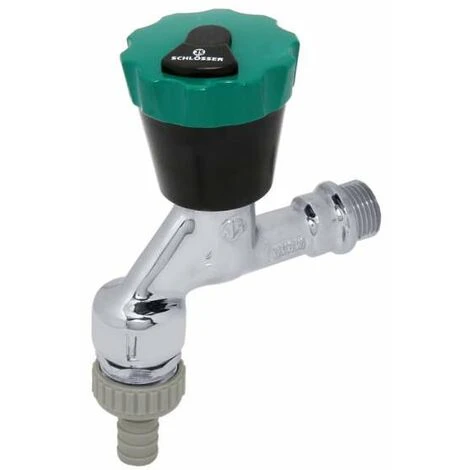 Schlösser Auslaufventil Wasser-Safe 1/2 Abschliessbar Mit Belüfter Und Schlauchverschraubung Chrom