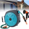 AUFUN 16M Schlauchtrommel Automatisch Mit Handbrause & Gartenschlauch, 3/4" Anschluss 180°schwenkbar Mit Tragegriff, Für Bewässerung, Autowäsche, Blau