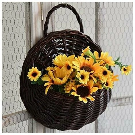 Blumentopf-Hängekorb, Wanddekoration, Rattankorb Mit Einfachen Griffen, Für Hausgarten, Hochzeit, Wanddekoration, Stil 3, Klein – Bild 3