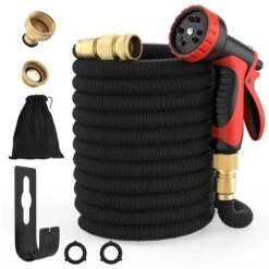 GENTOR Premium Gartenschlauch Flexibler Wasserschlauch Dehnbarer Flexischlauch Schwarz Mit 10 Funktionen 15m