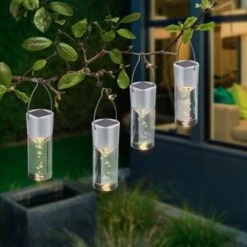 Solar Hängeleuchten 4er Set Warmweiß Solarleuchte LED Garten Deko Esotec 102117