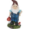 Relaxdays Gartenzwerg Mit Fliegenpilzen, Wetterfest, Frostsicher, HxBTx: 21,5 X 12 X 9,5 Cm, Wichtel, Kunststein, Bunt