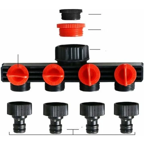 4-Wege-Gartenschlauch-Splitter, Schlauchverbinder, Garten-Bewässerungswerkzeug, Bequemer Gummierter Griff-Wasserhahn-Adapter – Bild 4