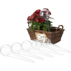 Relaxdays Bewässerungskugeln, 6er Set, Durstkugeln Für Pflanzen, 250 Ml, Kunststoff, Gießkugel, 28 X 8 Cm, Transparent