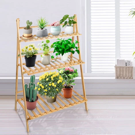 Pflanzenständer Blumenständer Pflanzenregal Pflanzentreppe Für Balkon Drinnen, Wohnzimmer 70x40x96cm – Bild 3