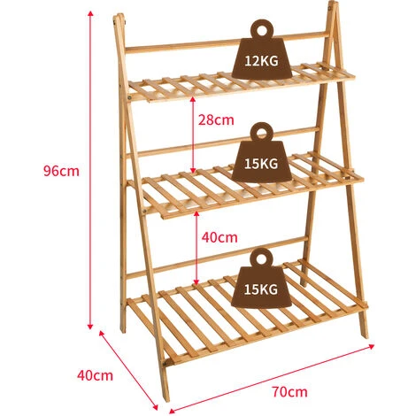 Pflanzenständer Blumenständer Pflanzenregal Pflanzentreppe Für Balkon Drinnen, Wohnzimmer 70x40x96cm – Bild 5