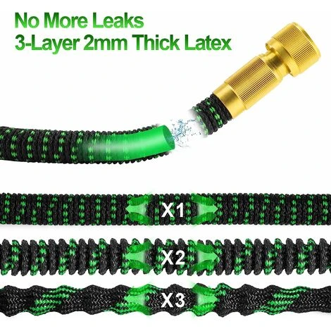 Erweiterbarer Gartenschlauch - Anpassbar 1/2 Und 3/4 - 9 Sprühmodi - Eine Wandhalterung - 50 Ft – Bild 3