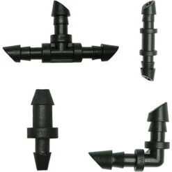 Watex 1/4 Zoll Tropfbewässerung Anschluss-Kit, 110-teilig Für 1/4 Zoll Tropfbewässerungsschlauch - 50 Anschlüsse, 30 T-Stücke, 20 Ellbogen, 10 Endkappen - Gekerbte Verbinder Für Bewässerungssysteme.