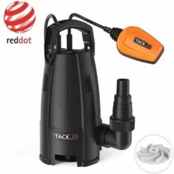 TACKLIFE GSUP2B, TAUCHPUMPE, 400W PUMPE, MAX. DURCHFLUSS 9000L/H, MAX. HÖHE 5 M, VERSCHMUTZUNG Ø 25 MM, MAX. TAUCHBARE 6 M, 8 BLATTRÄDER, ABWASSERTAUCHPUMPE MIT SCHALTER