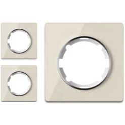 OneKeyElectro Set: 3x Garda Glas- Abdeckrahmen Set Abdeckrahmen Für Lichtschalter Oder Steckdose 1fach Unterputz Matt- Antifingerprint Schutzart IP20 - Beige
