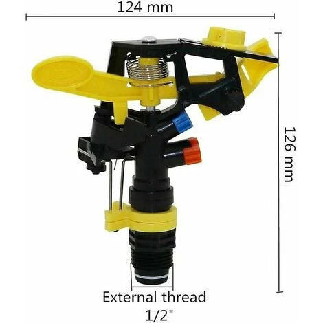 360-Grad-Rotationsstrahlsprinkler 1/2 Dual Outlet Rocker Nozzles Außengewinde Garden Farming Bewässerungssprinkler – Bild 2