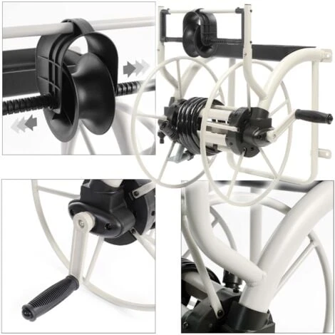 XPOtool Schlauchtrommel Aus Metall Zur Wandmontage Mit Handkurbel Für 60m Wasserschlauch Im Garten – Bild 3