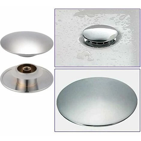 Pieces Abflussstopfen Aus Messing, Waschbecken-Abflussstopfen, Badezimmer-Waschbeckenstopfen, 66 Mm Abflussstopfen, Poliertes Chrom-Messing, Für Badewanne, Waschbecken, Waschbecken (Silber) – Bild 2