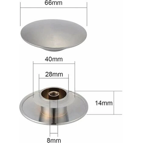 Pieces Abflussstopfen Aus Messing, Waschbecken-Abflussstopfen, Badezimmer-Waschbeckenstopfen, 66 Mm Abflussstopfen, Poliertes Chrom-Messing, Für Badewanne, Waschbecken, Waschbecken (Silber) – Bild 5