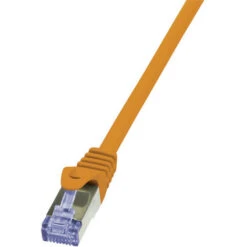 LogiLink CQ3098S RJ45 Netzwerkkabel, Patchkabel CAT 6a S/FTP 10.00 M Orange Flammwidrig, Mit Rastnas