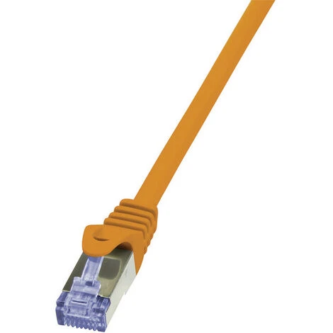 LogiLink CQ3098S RJ45 Netzwerkkabel, Patchkabel CAT 6a S/FTP 10.00 M Orange Flammwidrig, Mit Rastnas
