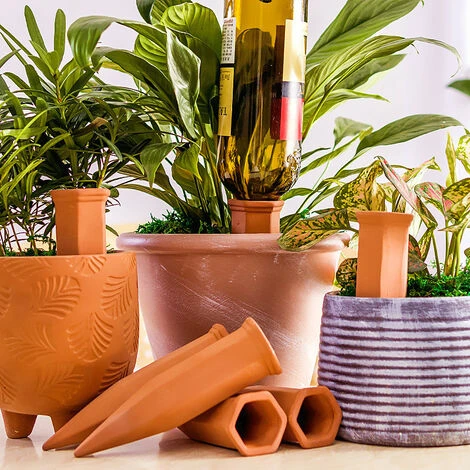 Bewässerungskegel, Terrakotta, 8er-Set, Für 1,5-l-Haustierflaschen, Pflanzgefäße Und Topfpflanzen, Terrakotta – Bild 3