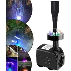 Springbrunnenpumpe Springbrunnenpumpe Teichpumpe Gartenpumpe Wasserpumpe Springbrunnenpumpe, 15W Mit LED-Beleuchtung