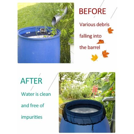 4 Stück Regentonnennetz Ø 95 Cm, Regentonnenschutznetz Mit Kordelzug, Verstellbares Schutznetz, Schutz Vor Mücken Und Blättern – Bild 3