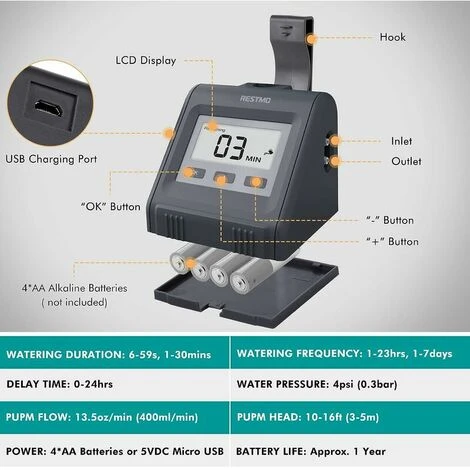 Automatisches Bewässerungssystem Für Topfpflanzen, DIY-Mikro-Selbsttropfbewässerungsset Mit Zeitplan – Bild 4