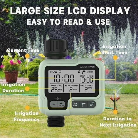 Bewässerungstimer Bewässerungstimer IPX5 Wasserdichter Manueller Automatischer Sprinkler Mit Großem LCD-Display Einfache Installation – Bild 2